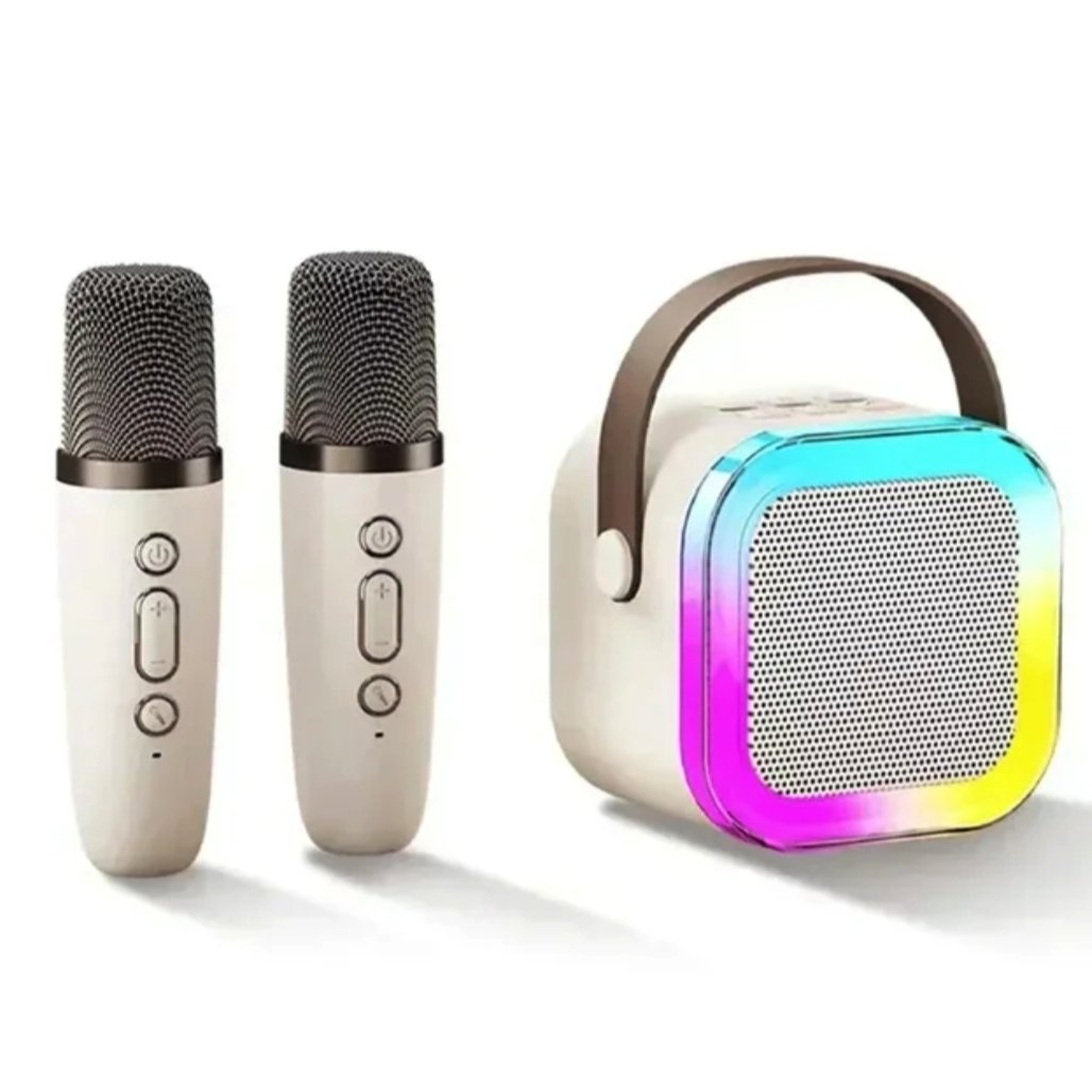 Double Wireless Karaoke Mic with LED Speaker - Bluetooth Speaker for Kids & Parties
