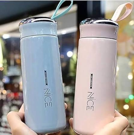 Beautiful Glass Bottle Water Bottle with Vacuum Flask and Loop (400 ML)